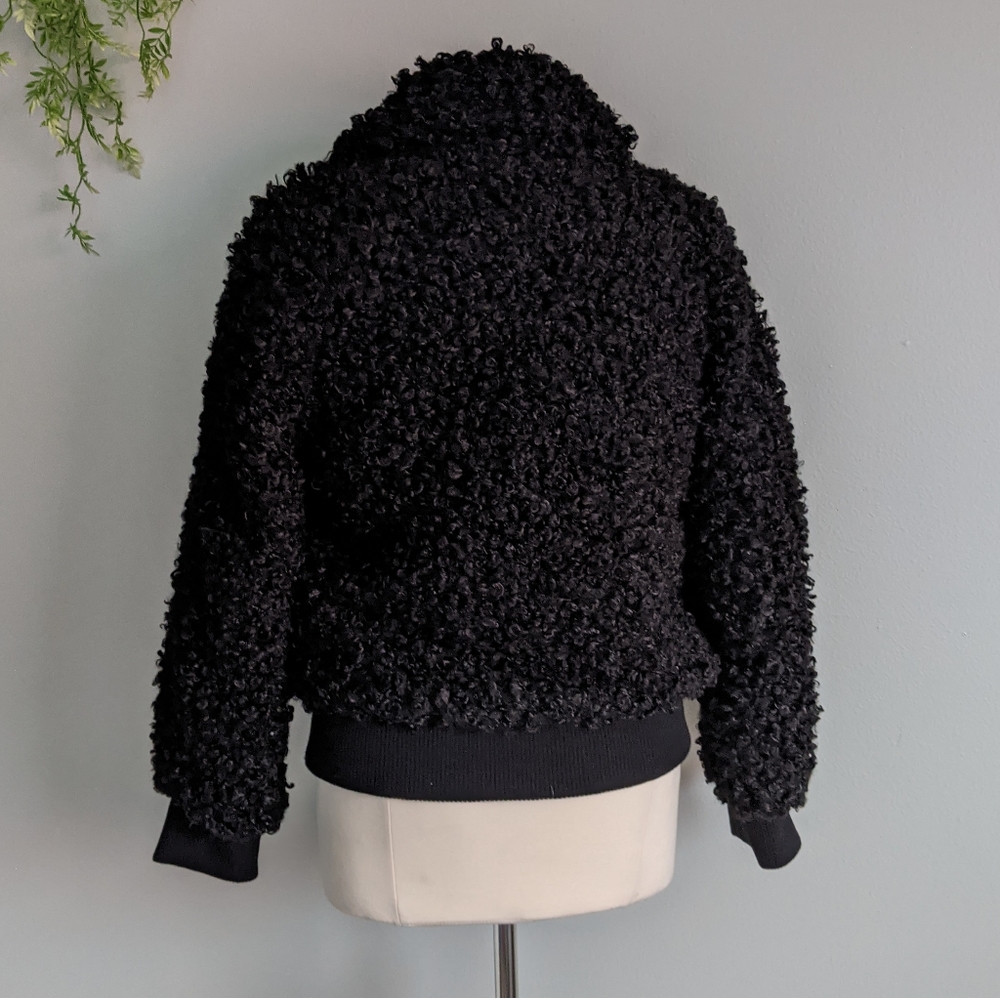 (Forever 21) NWT Black Teddy Furry Zip Jacket - Picture 8 of 14